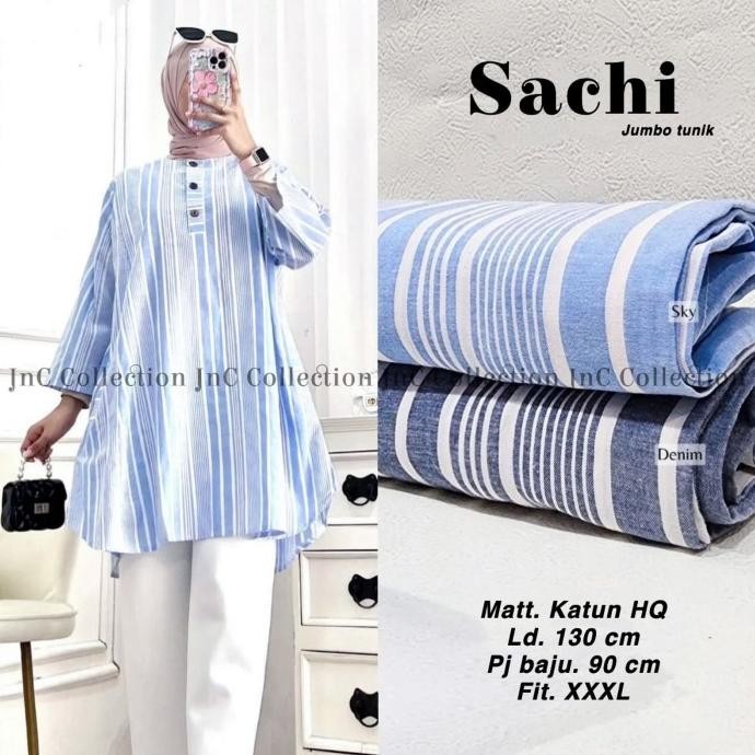 Tunik Katun Jumbo Terbaru Motif Garis Ld 130 - Sachi Tunik