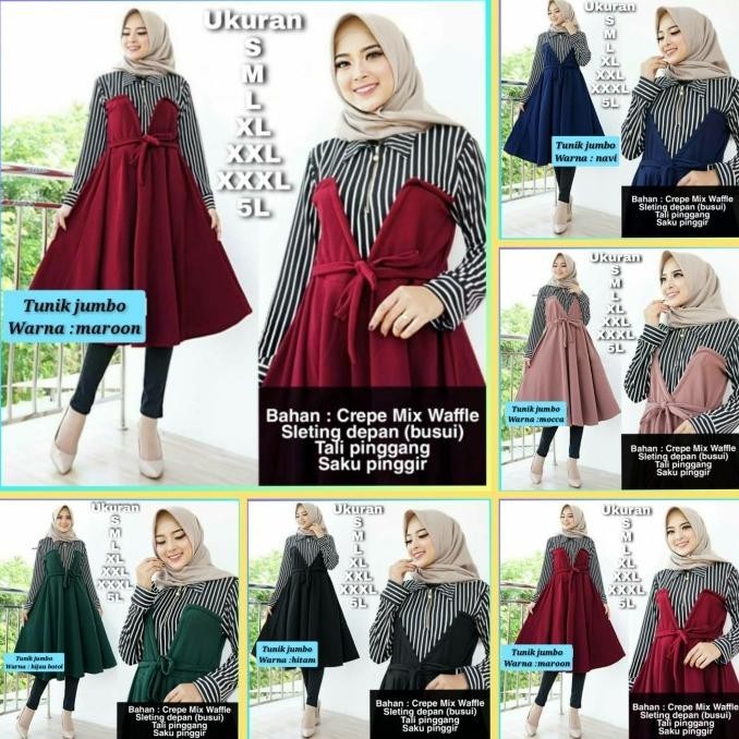 Baju Atasan Jumbo Wanita Xl 2Xl 3Xl 5L Bigsize Gamze Blus Tunik Mocca