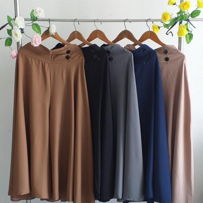 Celana Rok Kulot Lebar Wanita Muslim Coklat Pramuka