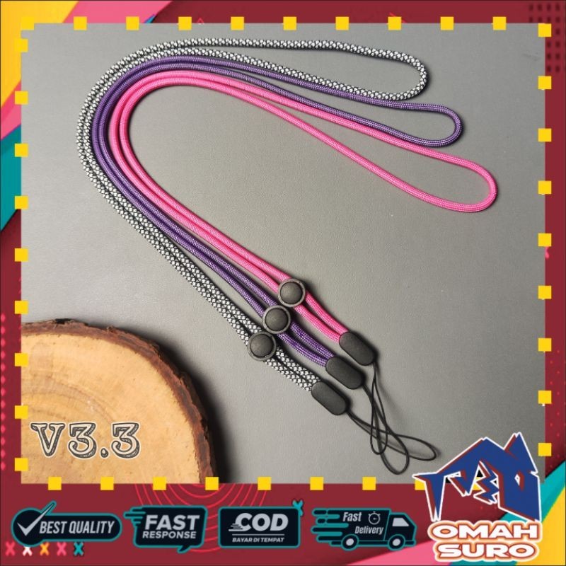 V3.3 LANYARD TALI PARACORD/KALUNG/GANTUNGAN HP/ID CARD/NAME TAG/KAMERA