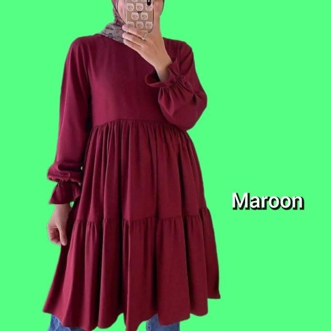 Atasan Tunik Wanita Jumbo Xxl+Size L Outfit Orlin Hem Blouse Pink