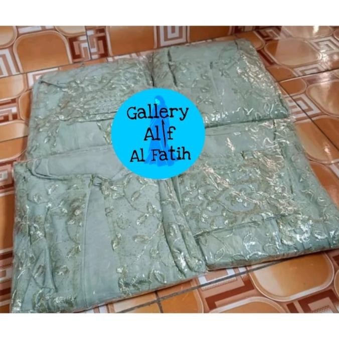 Lebaran Gamis Hena Pesta Brukat Tile Moscrepe Dress Hijau Sage Xl Xxl