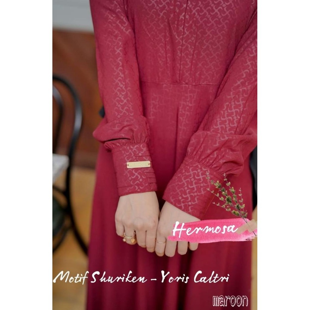 Gamis Shuriken Hermosa Marun/Gamis Marun Murah/Gamis Hermosa Marun