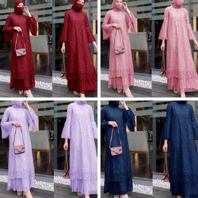Gamis Muslim Baju Seragam Pesta Pernikahan Maxi Maxy Wanita Mewah