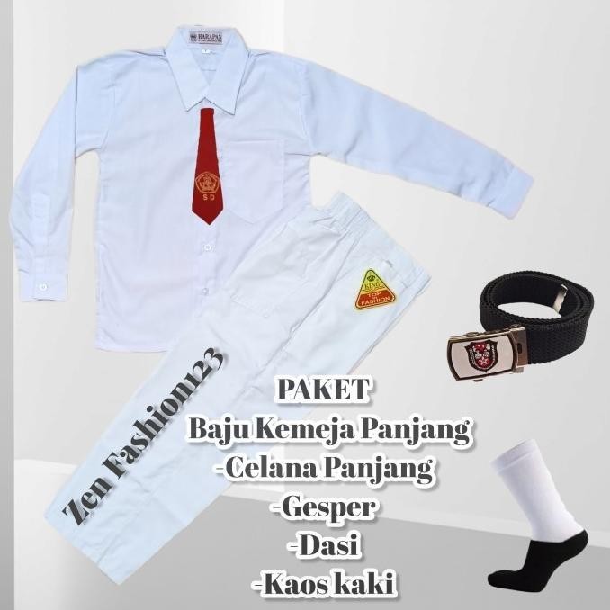 Setelan Seragam Putih-Putih Sd Laki-Laki Panjang