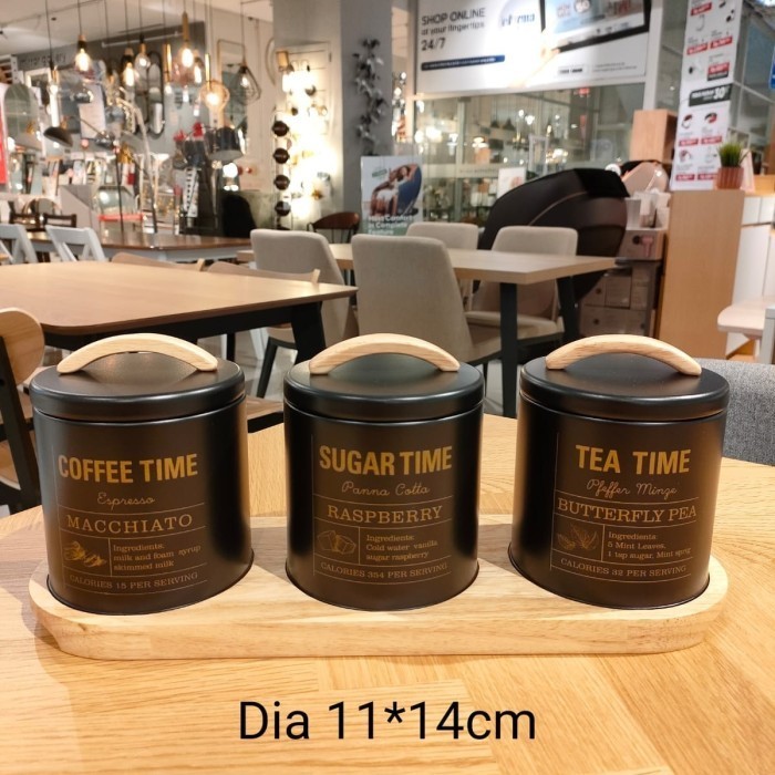 set tempat teh gula kopi canister toples makanan tea coffee sugar