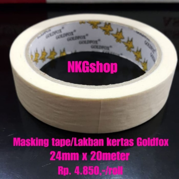 

Masking Tape/Lakban Kertas Goldfox 1Inch 24Mmx20Mtr(Min 1Dus = 96Roll)