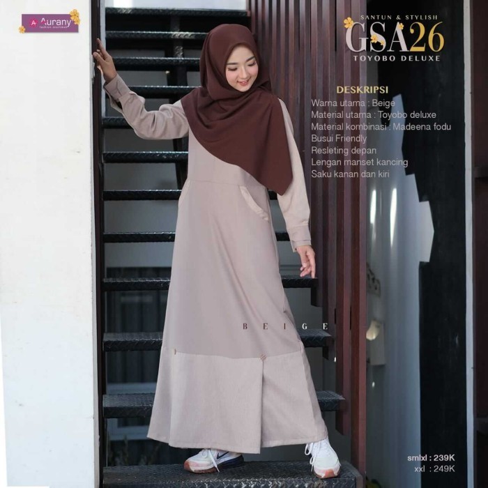 Baju Gamis Wanita Muslim Aurany Gsa26 SaleR33A