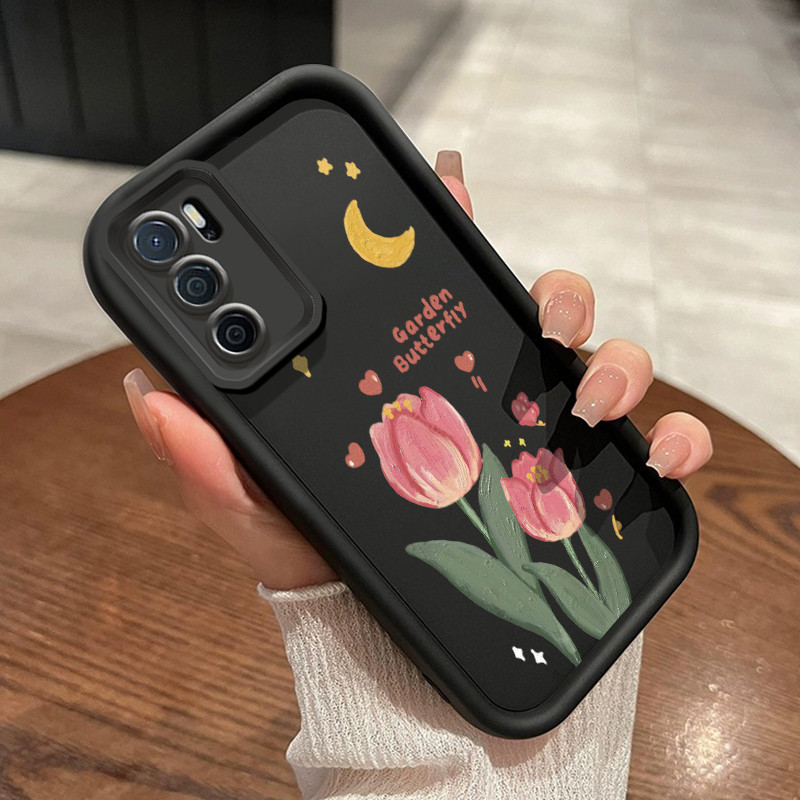 Casing Hp OPPO A16 OPPO A16s OPPO A54s Case Casing telepon HP pola bunga Tulip Softcase Anti drop Ke