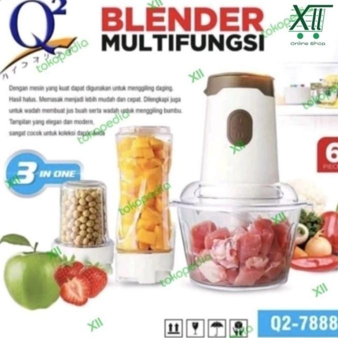 Q2~7888 Food Blender Chopper Processor Multifungsi 3 In 1