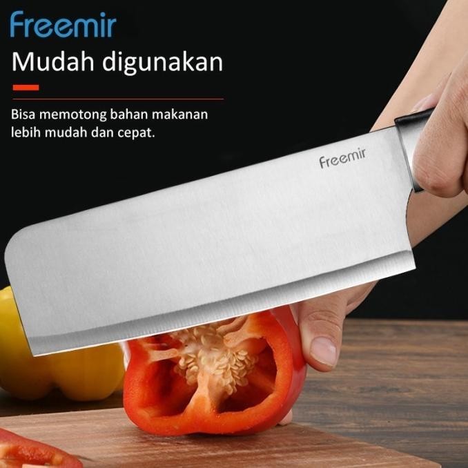 [Free Gift] Freemir Set Pisau 4 Pcs Gagang Hitam Corak - Silver