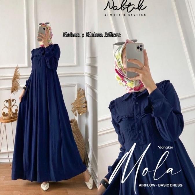 Baju Gamis Mola Dress Maxy Polos Fashion Muslim Remaja Dewasa