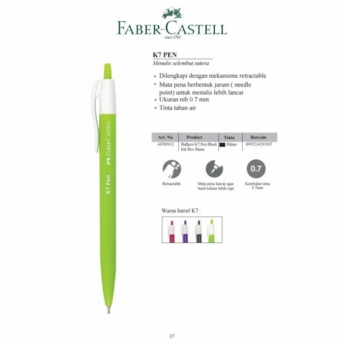 

Pulpen Fabercastel K7 Pen PAK