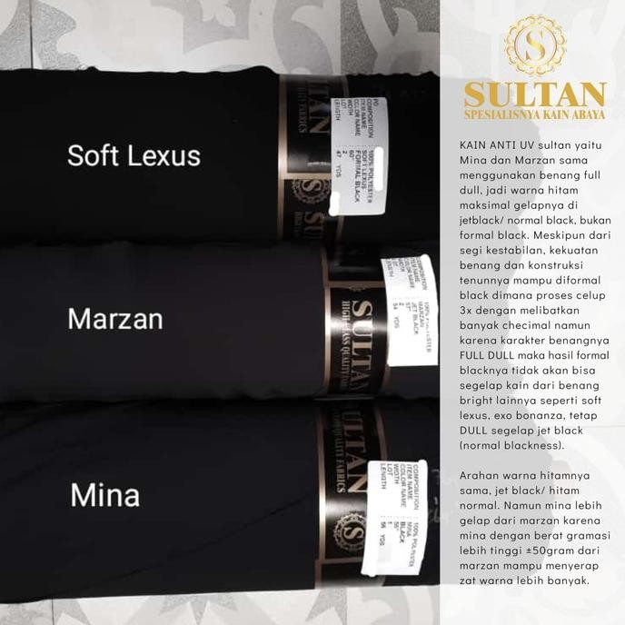 MINA Jetblack/ Normal Black KAIN ANTI UV SULTAN