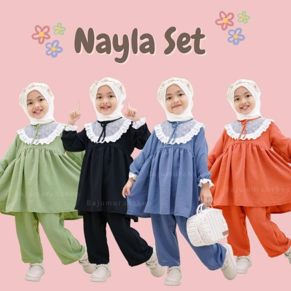 Setelan Nayla Crinkle mix Tile Setcel Anak Crinkle Stelan Anak Modern Oneset Anak Perempuan Usia 1-1