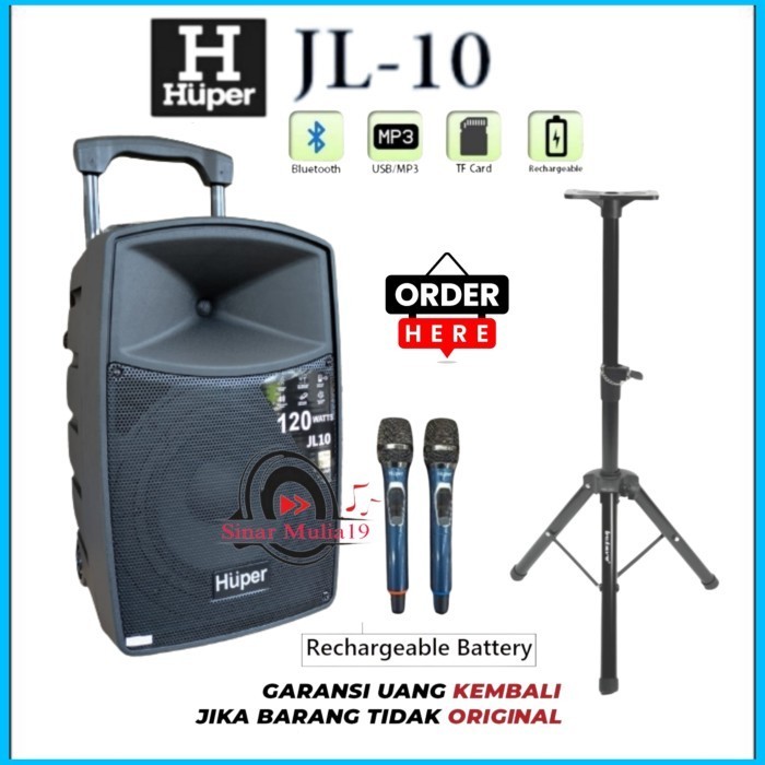 Huper JL10 Speaker Portable Aktif 10 Inch Bluetooth Original Huper