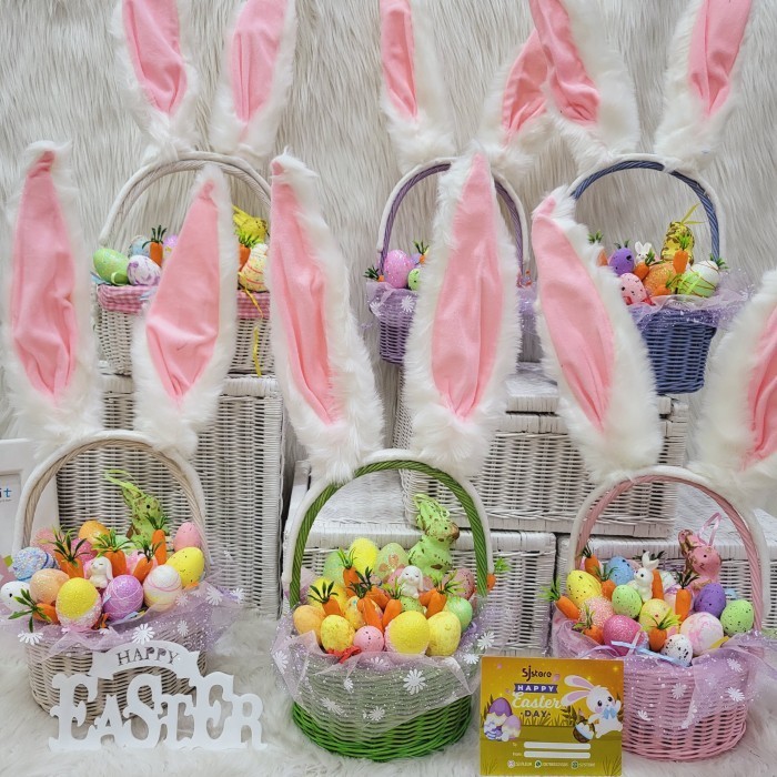 

Easter Bunny Eggs Hampers Dekorasi Hiasan Paskah Bando Panjang Anak