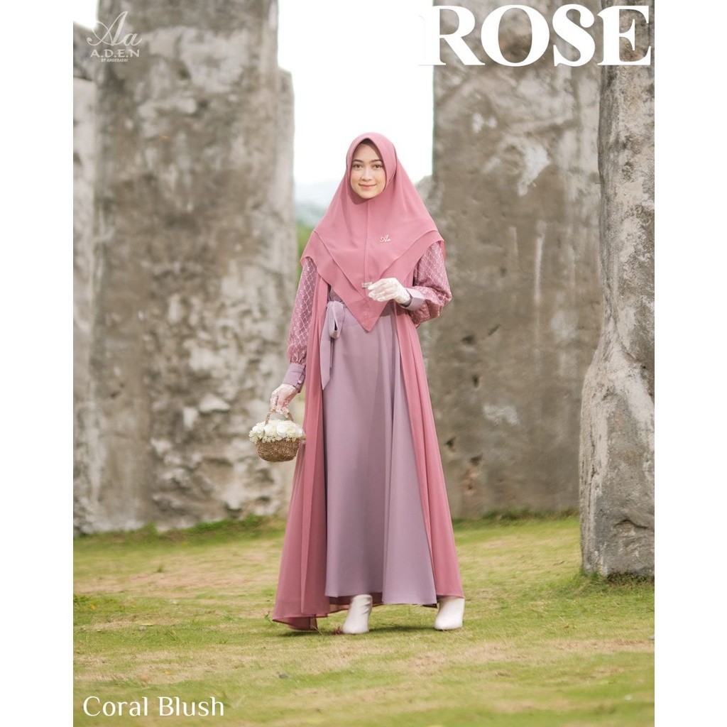 DAILYBREEDS GAMIS PREMIUM Gamis Polos Syari Dress Busui Rose Ori by Aden Hijab