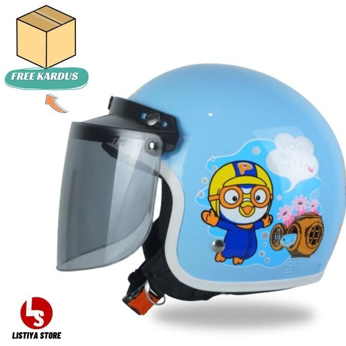 HELM BOGO ANAK PORORO KARTUN SNI LUCU