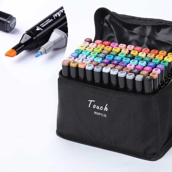 

Spidol Dual Side Fine Art Brush Pen Art Marker Set 80 Color - Hl270 |Murah
