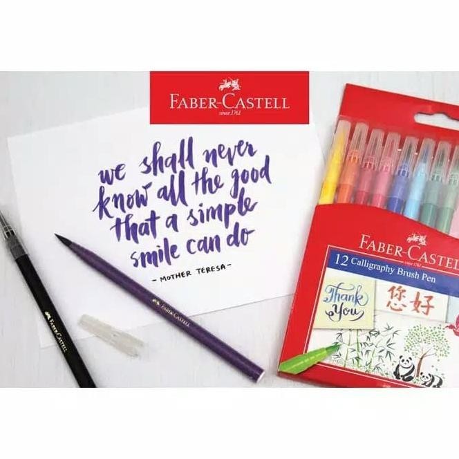 

Calligraphy Brush Pen 12 Colour Faber Castell Spidol Kuas Warna |Murah