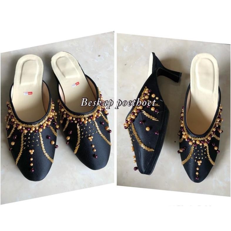 "Belanja Cerdas" Sandal sepatu selop Jawa pengantin hitam Payet emas gold pria dan wanita ||