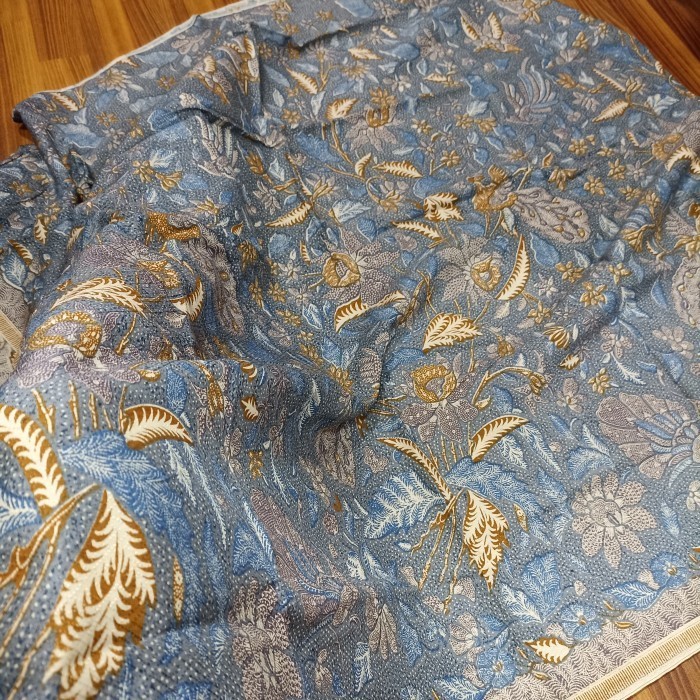 Kain Batik Dobby Tiga Negri Abu Biru Muda Pesisiran Klasik