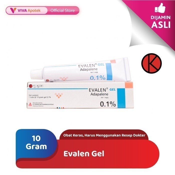 Evalen Gel / Adapalene / Jerawat / Akne Vulgaris (10 Gram)