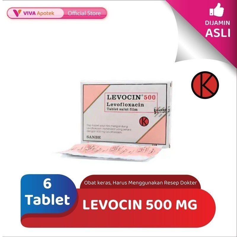 Levocin 500 mg  / Levofloxacin / Antibiotik / Infeksi (6 tablet)