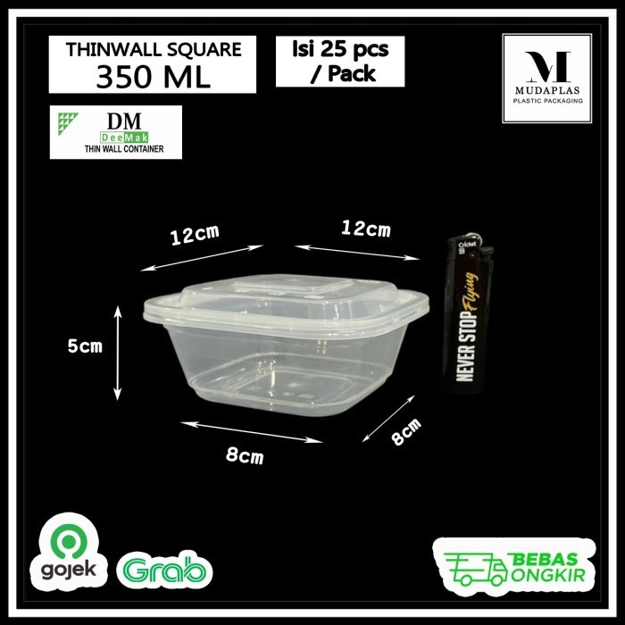 

+%+%+%] Thinwall Kotak 350 ml Square DM 350 SQ Persegi Kotak Dessert