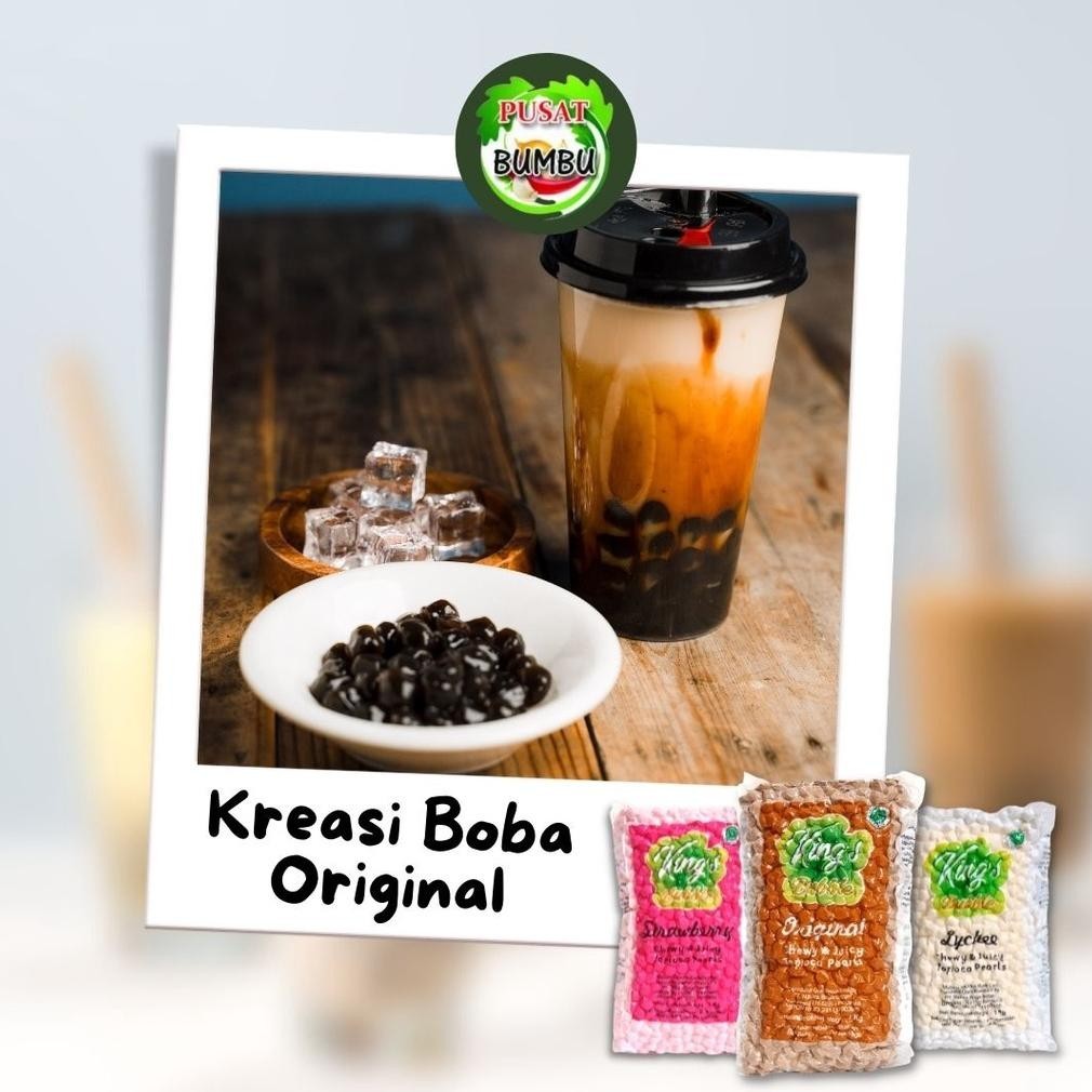 

Big Sale Kings Boba 1 Kg /Tapioka Pearl /Boba Brown Sugar Leci Strawberry Bubble Tea / Boba Mutiara Tapioca Pearl / Topping Minuman / Bubuk Minuman Cod