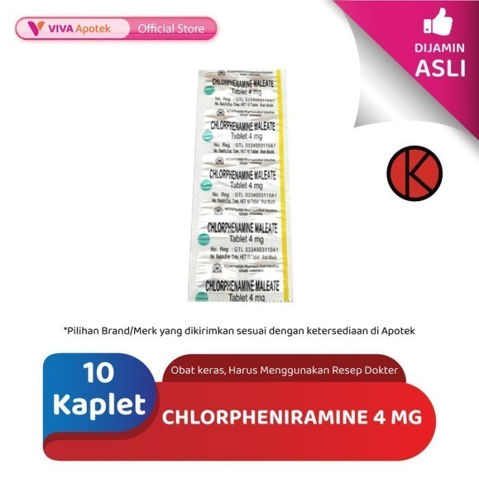 Chlorpheniramine 4 mg (10 Kaplet)