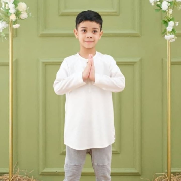 promo baju koko anak laki laki umur 2 4 6 8 10 12 tahun Lengan panjang putih