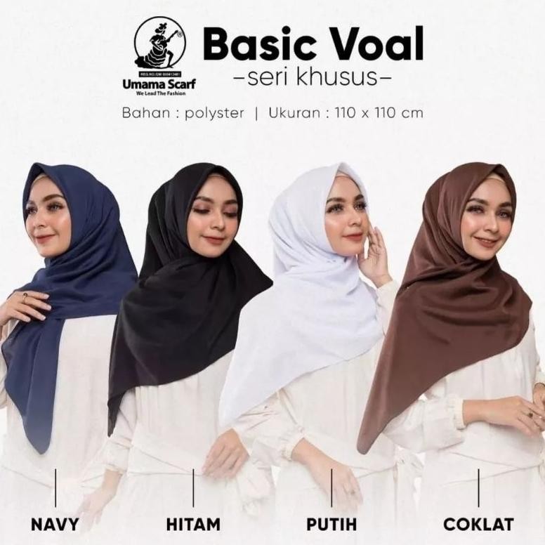 Promo Akhir Tahun Hijab Segiempat Basic Voal Umama Seragam Sekolah/Hijab Umama[Makassar] Sale
