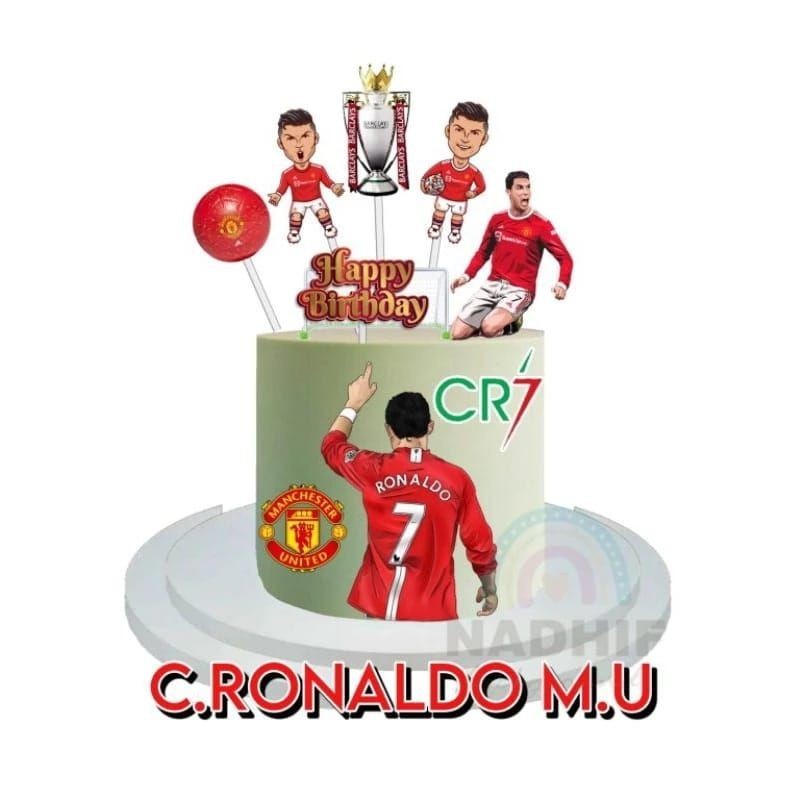 topper kue c.ronaldo/hiasan kue ulang tahun murah/topper karakter bola/dekorasi cup cake/topper lapi