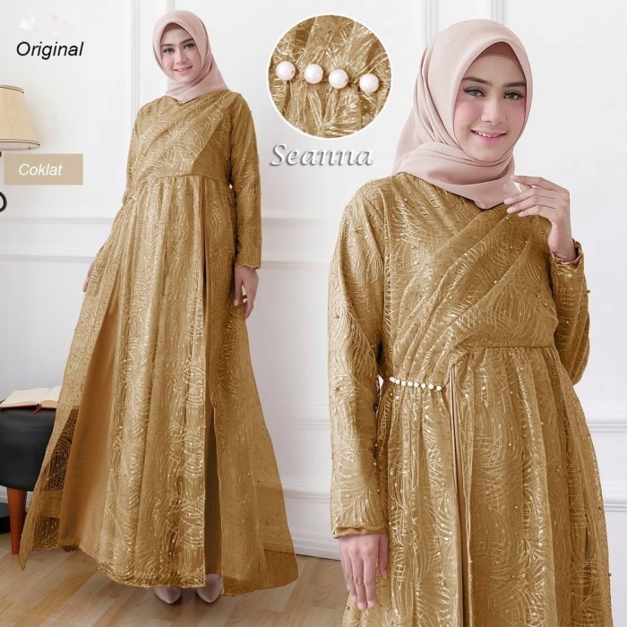 Baju Gamis Terbaru Seanna Maxmara Velvet Bordir Gliter Premium