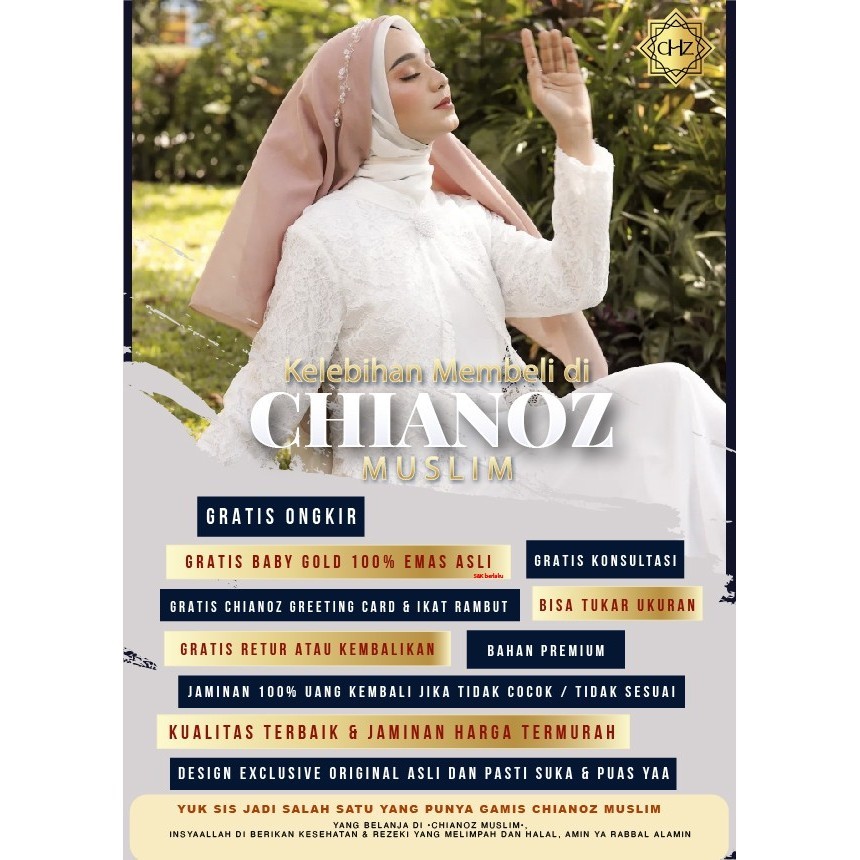 Baju Gamis Putih / Busana Muslim / Baju Muslim Wanita #152 STD - Putih Tulang, L