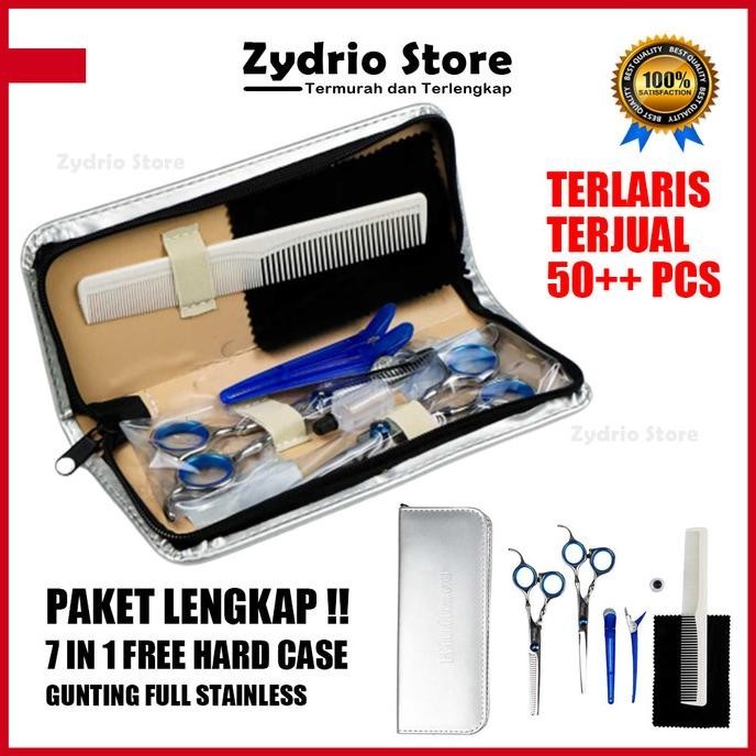 PAKET SET Lengkap Barber Gunting Cukur Rambut Jepit Sisir Minyak Kain