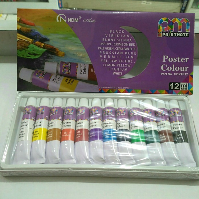 

Cat Poster Colours Ndm (12Ml/Tubes) 1 Pak Isi 12 Warna