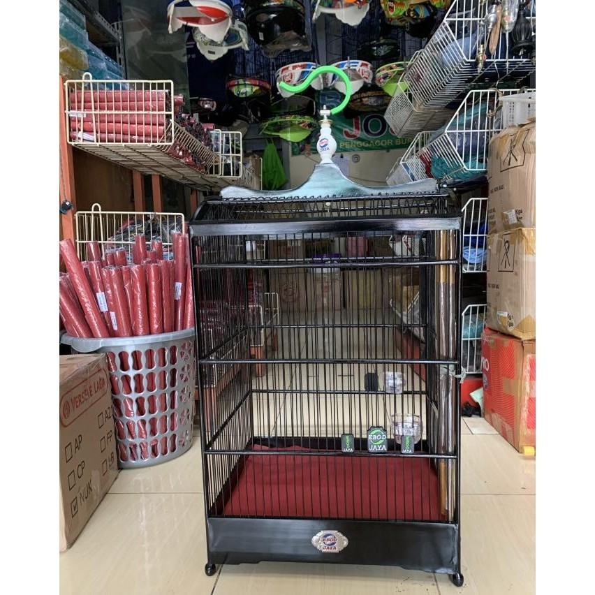 SANGKAR KANDANG BURUNG KACER JALAK POKSAY KOTAK EBOD JAYA HITAM NO 2 P35M