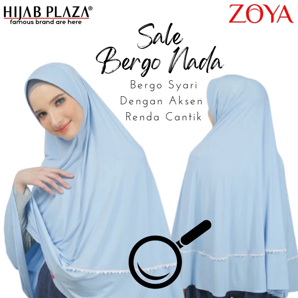 NEW PREMIUM DAILY HIJAB Jilbab Instan Zoya Bergo Nada Aksen Renda Cantik Tosca Muda