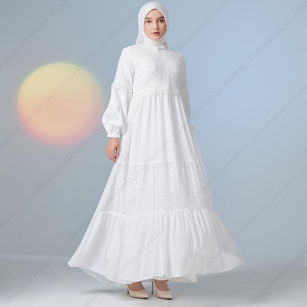 Ramadhan Sale Baju Gamis Putih Wanita Simple Elegan Dan Mewah | Gamis Putih Brukat Pesta Kondangan Modern Terbaru | Dress Brokat Kondangan Terbaru 2023 Kekinian Original