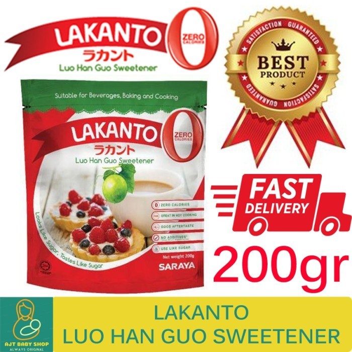 

Ready LAKANTO Luo Han Guo Sweetener / Gula Pengganti Keto 200gr