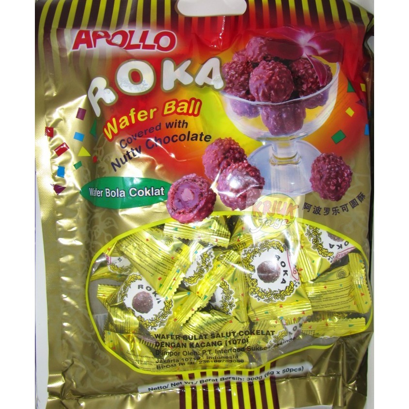 

TERBAIK Roka Apollo Wafer Bola Coklat 50 Pcs