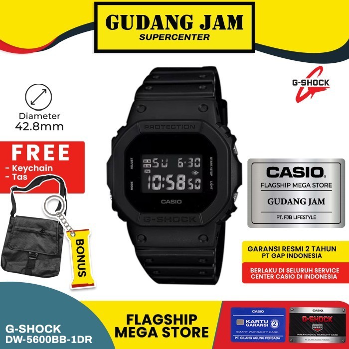 Gshock Dw-5600Bb-1Dr Dw-5600 Dw5600Bb Dw5600 Garansi Resmi 2 Tahun