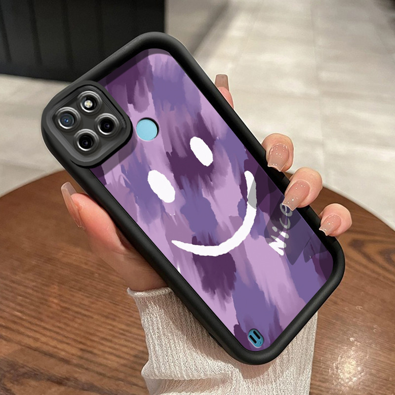 Casing Hp Realme C21Y Realme C25Y Case perlindungan lensa kamera Softcase ganda Kesing HP pola wajah