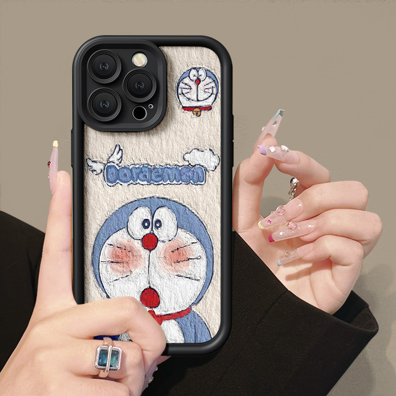 Oil painting Doraemon Case For OPPO A15 A16 For A57 A17 A52 A53 A54 A5 A18 A38 Soft Case For A7 A78 A58 A74 A78 A9 A76 A1 A94 Casing For RENO4 5 6 7 8T 7z F9 Pro Fullcover Case kesing 5f a92 reno a17k 5g cesing hp a5s 4f a98 a95 a55 2020 softcase 4 4g 8 f