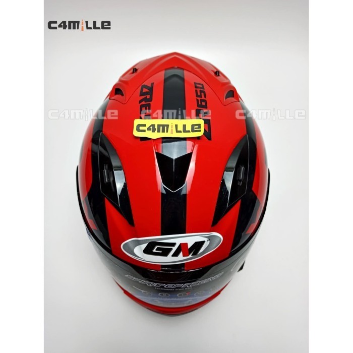 Helm Gm Race Pro Red Black Single Visor Full Face