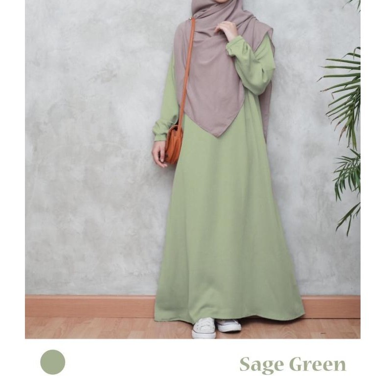 Big Sale Aliva Dress Gamis Wanita Hijab Azzahra Warna Sage Green Original