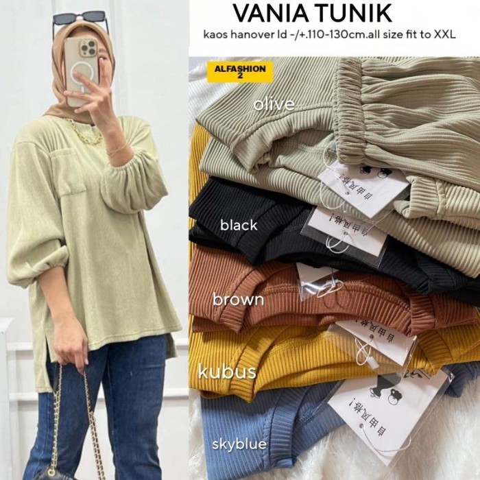 Vania Tunik Kaos Hanover Import Tunik Wanita Tunik Muslim Tunik Polos